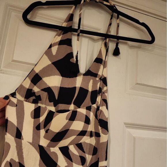Black and white patterned stretchy halter maxi dress S - Picture 5 of 5